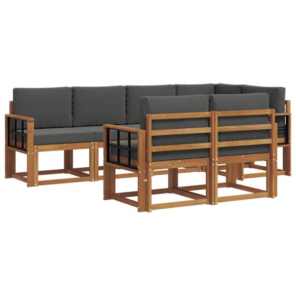 Комплект дивани за открито 7 pcs Натурален и Антрацит