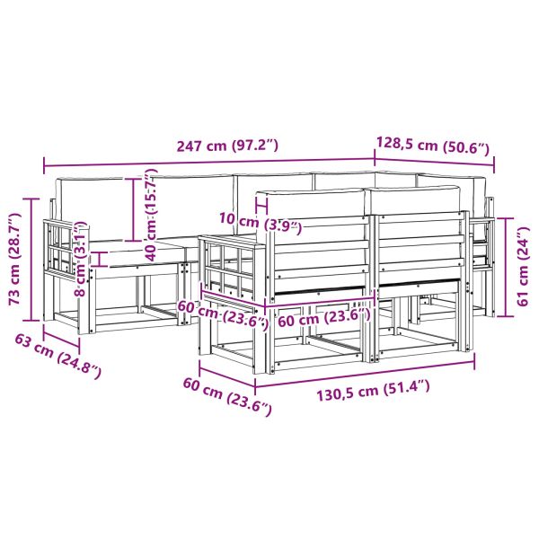 Комплект дивани за открито 7 pcs Натурален и Антрацит