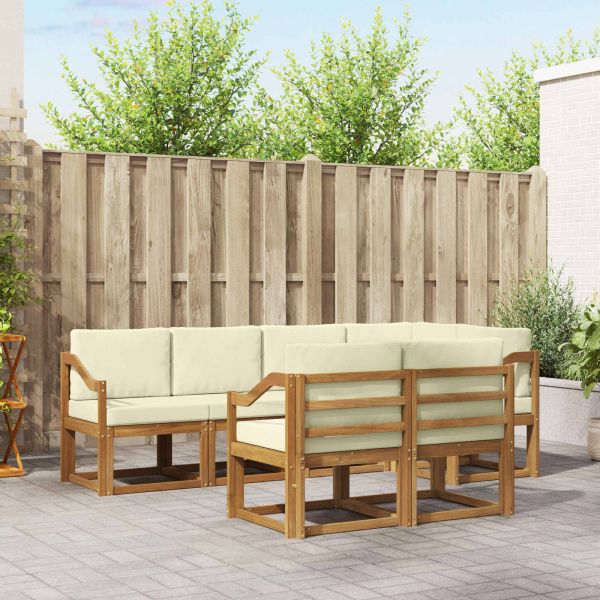 Комплект дивани с възглавница 7 pcs Натурален и Крема