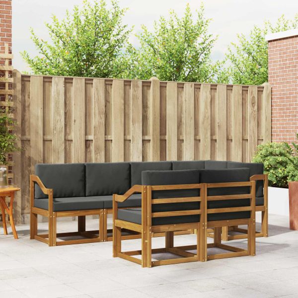 Комплект дивани за открито 7 pcs Натурален и Антрацит