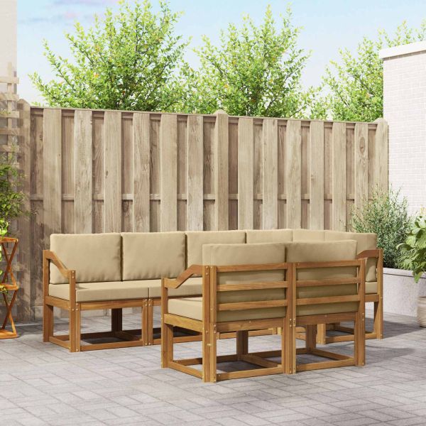 Комплект дивани с възглавница 7 pcs Натурален и Бежов