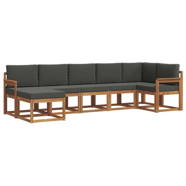 Комплект дивани за открито 7 pcs Натурален и Антрацит