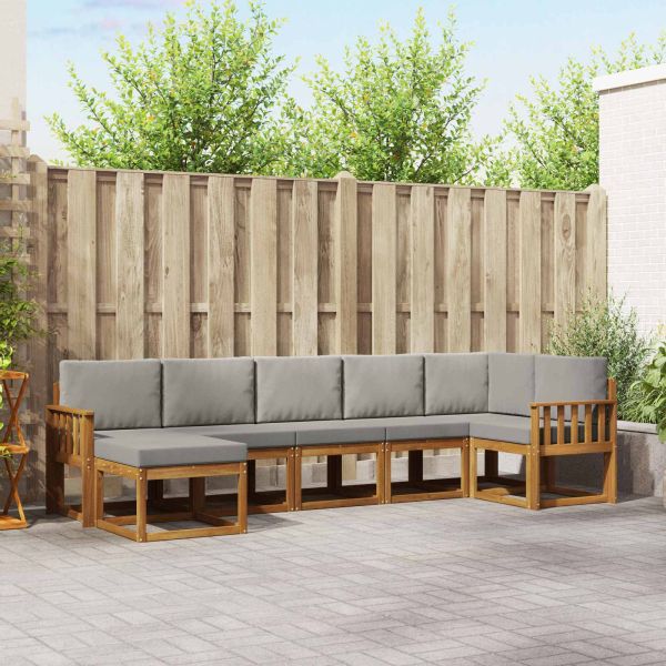 Комплект дивани с възглавница 7 pcs Естествено и светло сиво