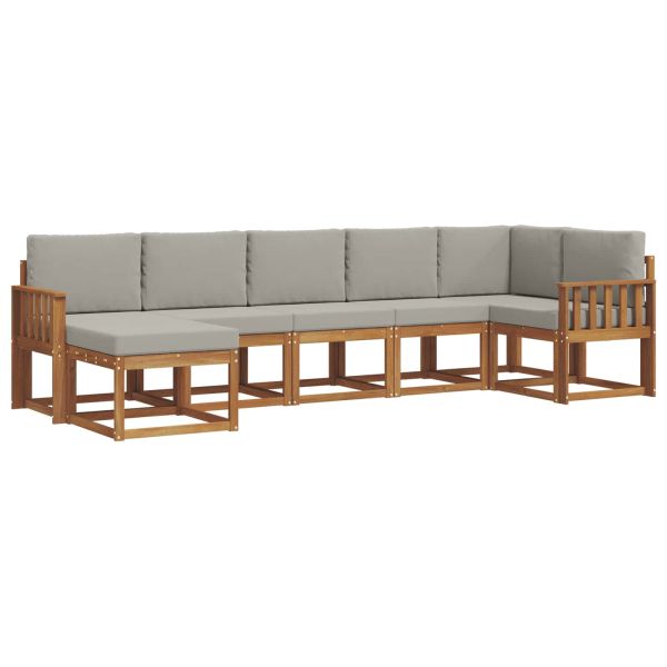 Комплект дивани с възглавница 7 pcs Естествено и светло сиво