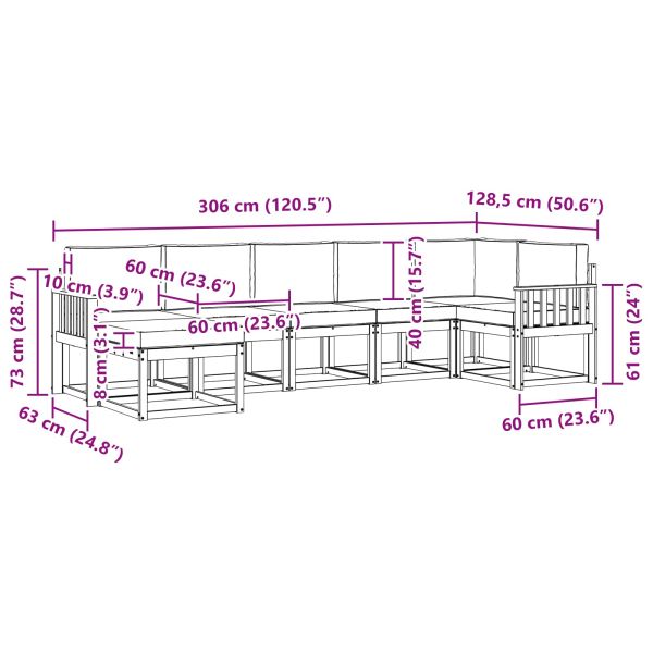 Комплект дивани за открито 7 pcs Натурален и Бежов