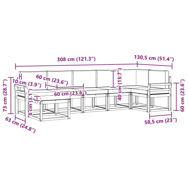 Комплект дивани за открито 7 pcs Натурален и Антрацит