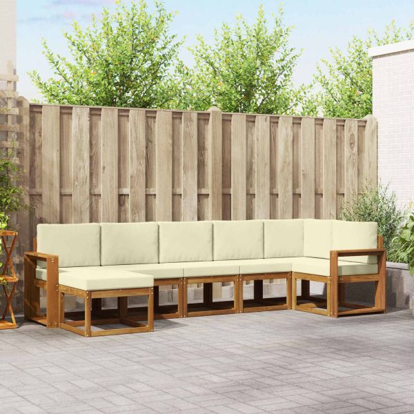 Комплект дивани с възглавница 7 pcs Натурален и Крема