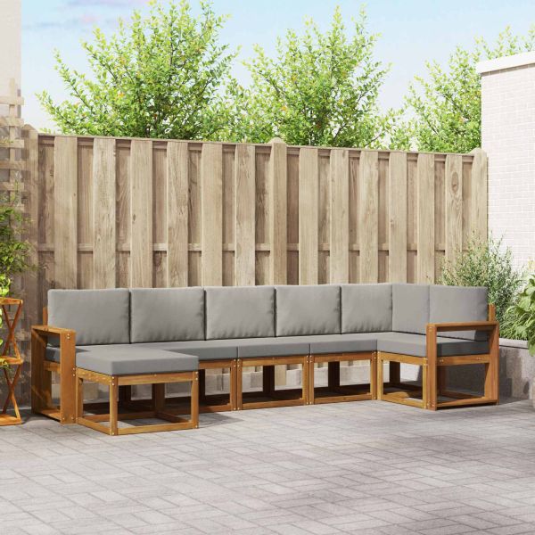 Комплект дивани с възглавница 7 pcs Естествено и светло сиво