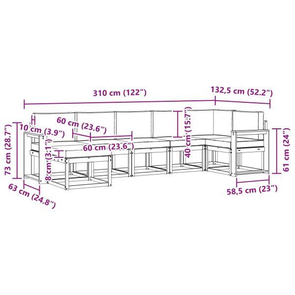 Комплект дивани за открито 7 pcs Натурален и Бежов