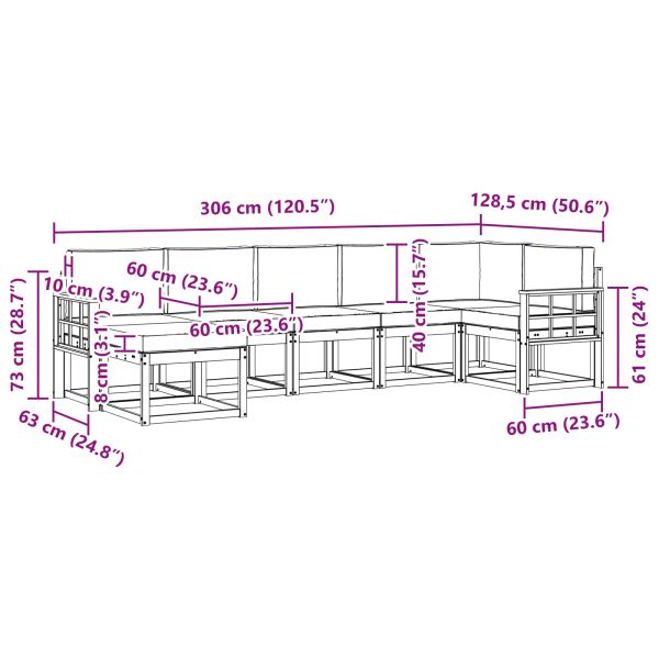 Комплект дивани за открито 7 pcs Натурален и Крема