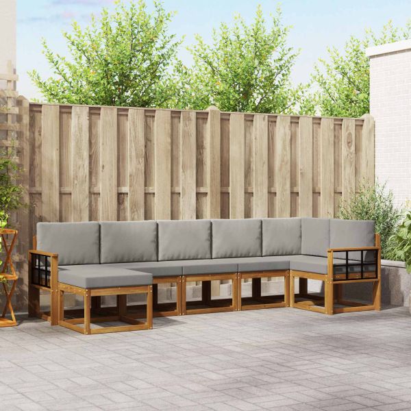 Комплект дивани за открито 7 pcs Естествено и светло сиво