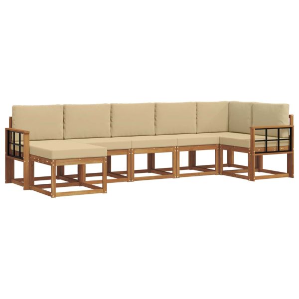 Комплект дивани за открито 7 pcs Натурален и Бежов