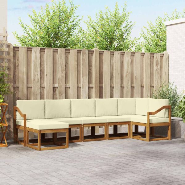 Комплект дивани за открито 7 pcs Натурален и Крема