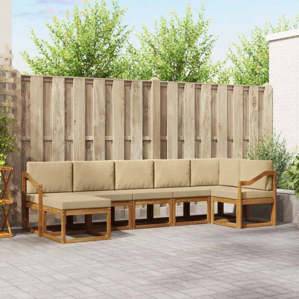 Комплект дивани за открито 7 pcs Натурален и Бежов