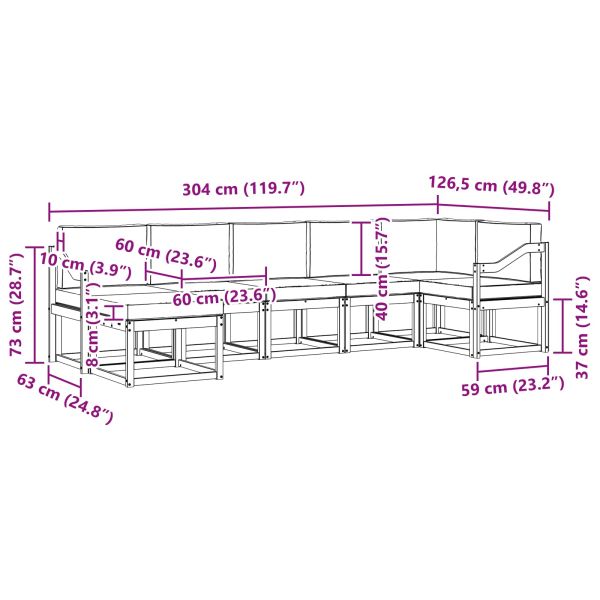 Комплект дивани за открито 7 pcs Натурален и Бежов