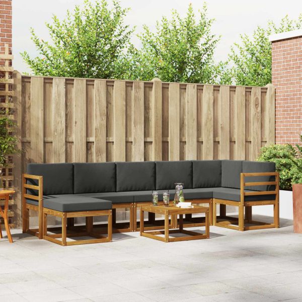 Комплект дивани за открито 8 pcs Натурален и Антрацит