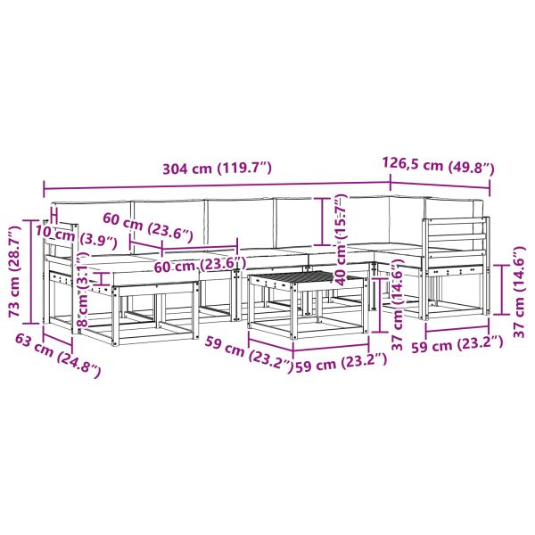 Комплект дивани за открито 8 pcs Натурален и Антрацит