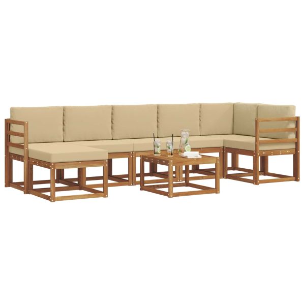 Комплект дивани за открито 8 pcs Натурален и Бежов