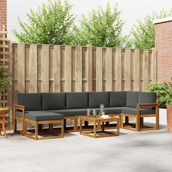 Комплект дивани за открито 8 pcs Натурален и Антрацит