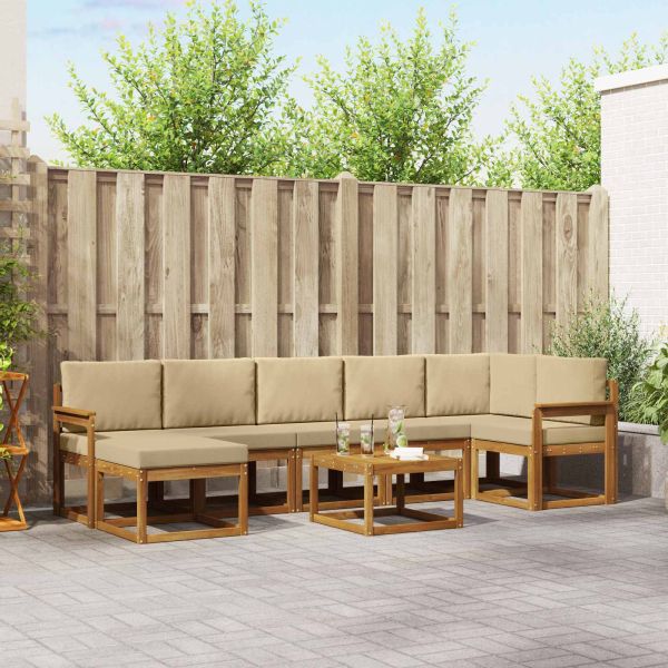 Комплект дивани за открито 8 pcs Натурален и Бежов