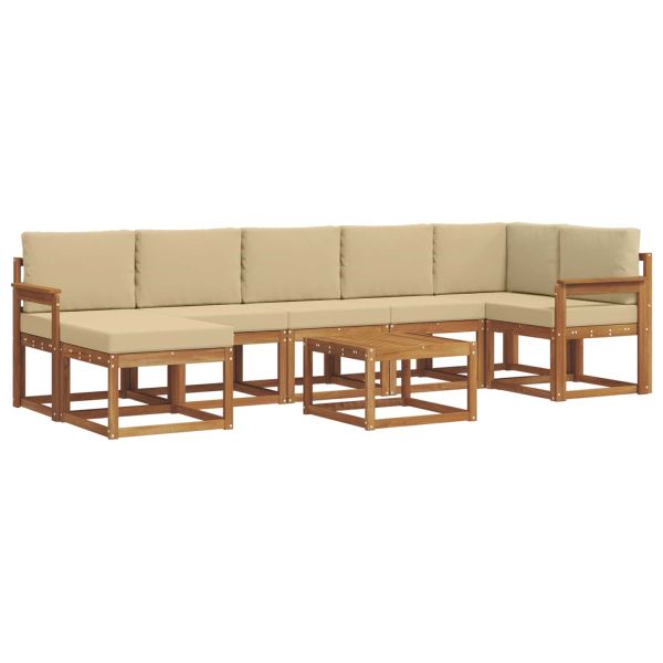 Комплект дивани за открито 8 pcs Натурален и Бежов