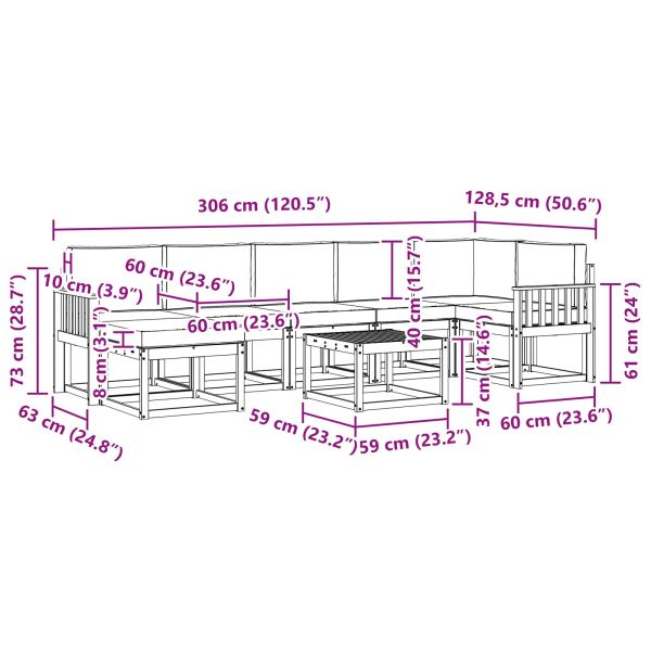 Комплект дивани за открито 8 pcs Натурален и Крема