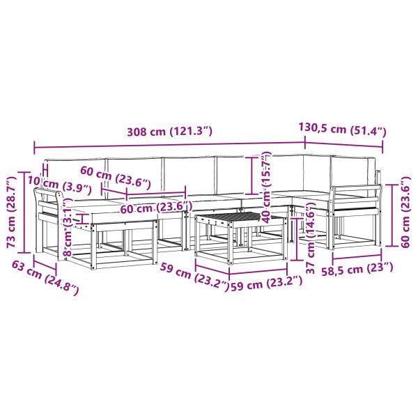 Комплект дивани за открито 8 pcs Натурален и Крема