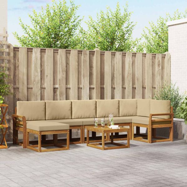 Комплект дивани с възглавница 8 pcs Натурален и Бежов