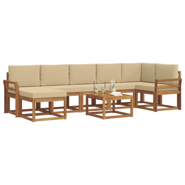 Комплект дивани с възглавница 8 pcs Натурален и Бежов