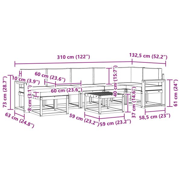Комплект дивани за открито 8 pcs Естествено и светло сиво