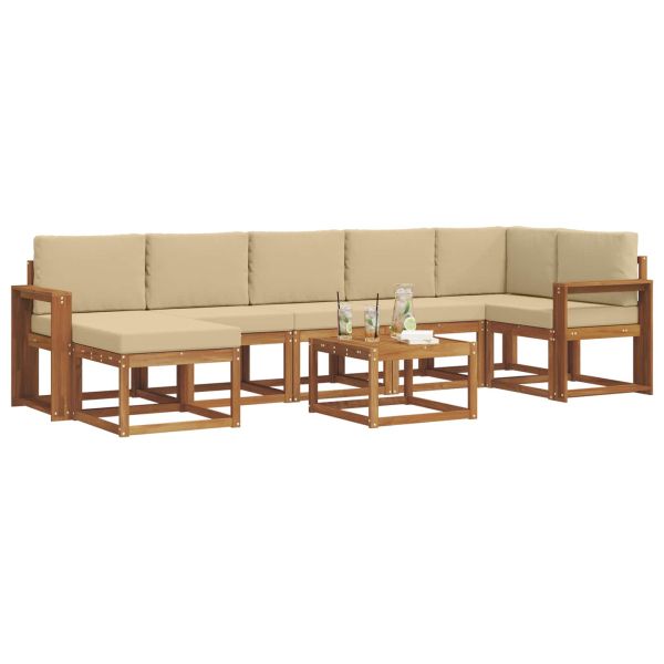 Комплект дивани за открито 8 pcs Натурален и Бежов