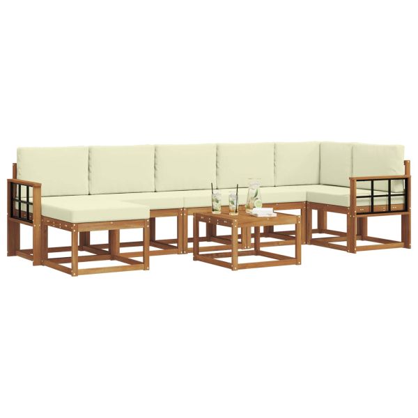 Комплект дивани с възглавница 8 pcs Натурален и Крема