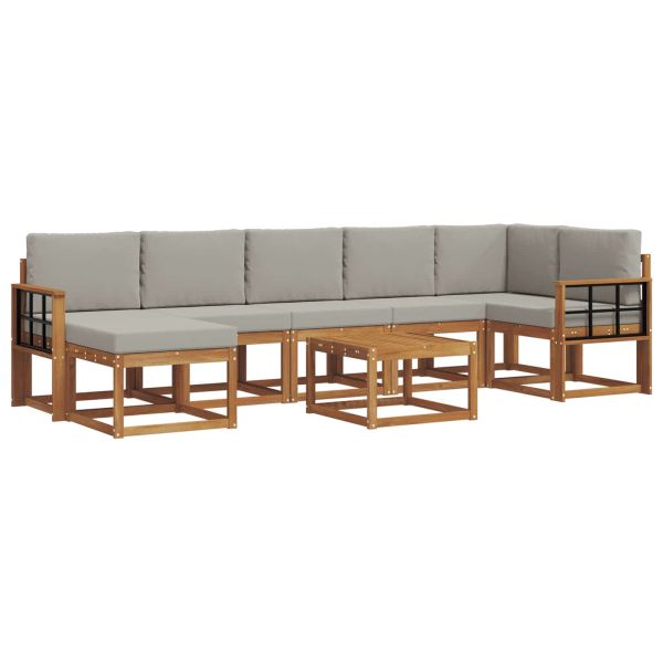 Комплект дивани с възглавница 8 pcs Естествено и светло сиво