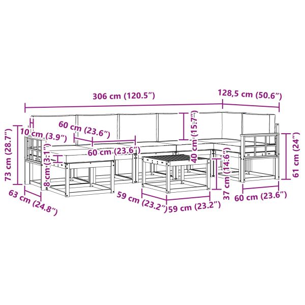 Комплект дивани с възглавница 8 pcs Естествено и светло сиво