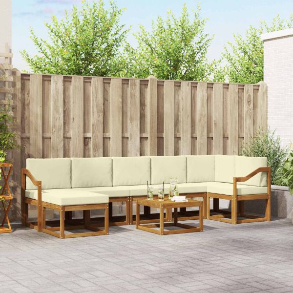 Комплект дивани с възглавница 8 pcs Натурален и Крема