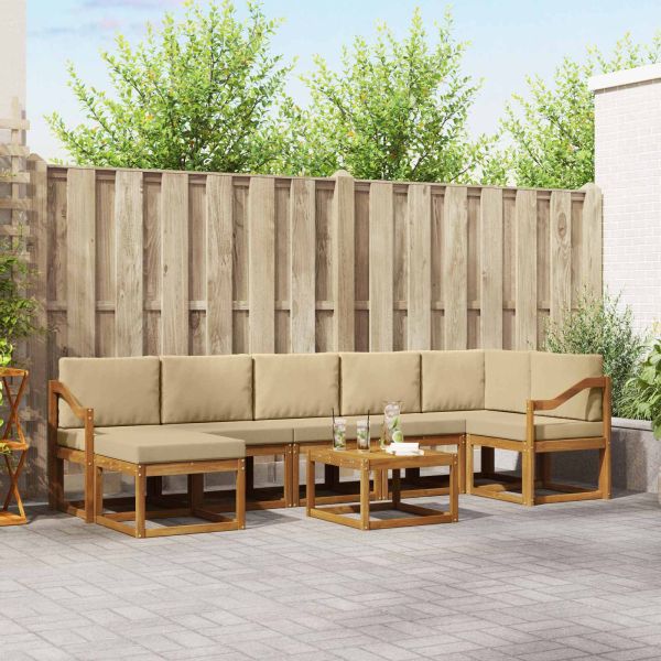 Комплект дивани с възглавница 8 pcs Натурален и Бежов