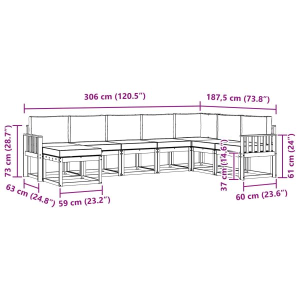 Комплект дивани за открито 8 pcs Естествено и светло сиво