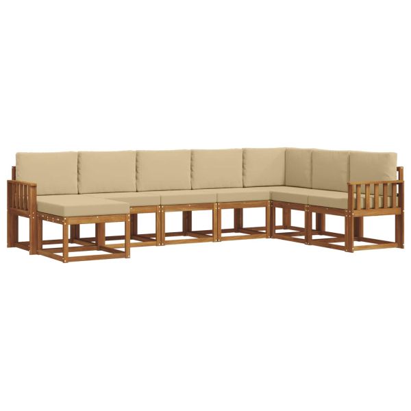 Комплект дивани за открито 8 pcs Натурален и Бежов