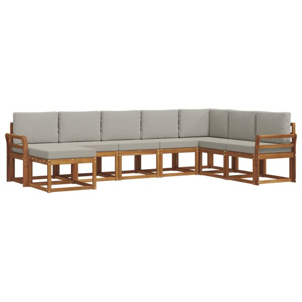 Комплект дивани с възглавница 8 pcs Естествено и светло сиво