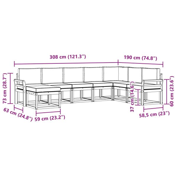 Комплект дивани с възглавница 8 pcs Натурален и Антрацит