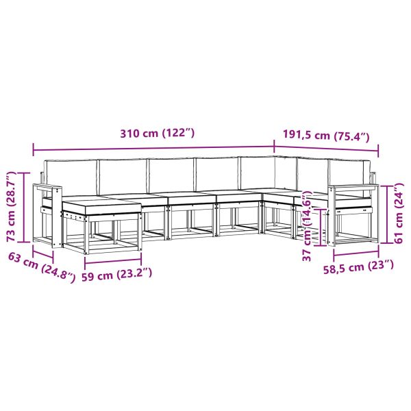 Комплект дивани с възглавница 8 pcs Естествено и светло сиво