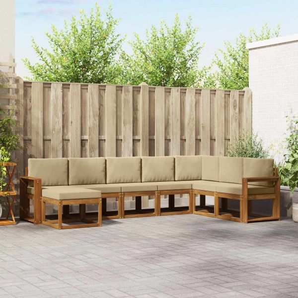 Комплект дивани с възглавница 8 pcs Натурален и Бежов