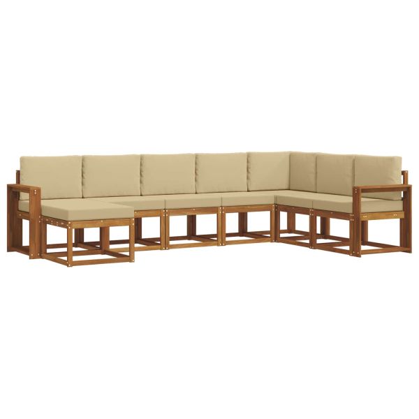 Комплект дивани с възглавница 8 pcs Натурален и Бежов