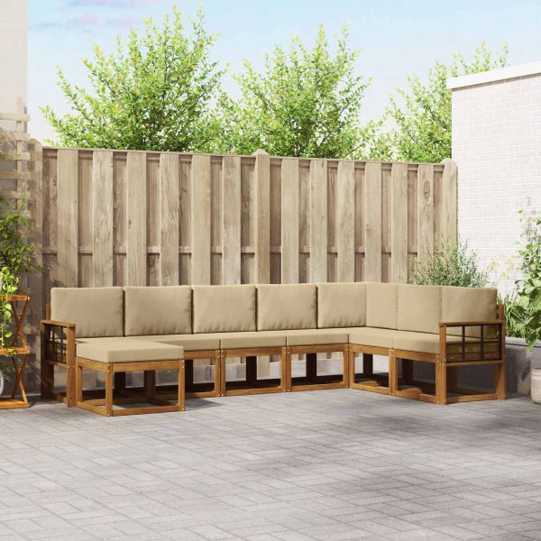 Комплект дивани с възглавница 8 pcs Натурален и Бежов