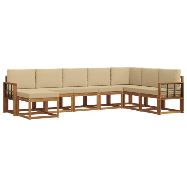 Комплект дивани с възглавница 8 pcs Натурален и Бежов