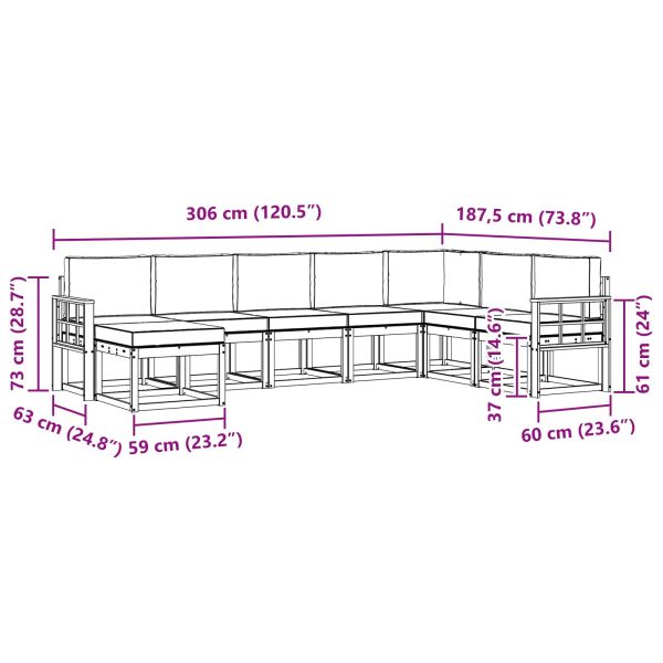 Комплект дивани с възглавница 8 pcs Натурален и Бежов