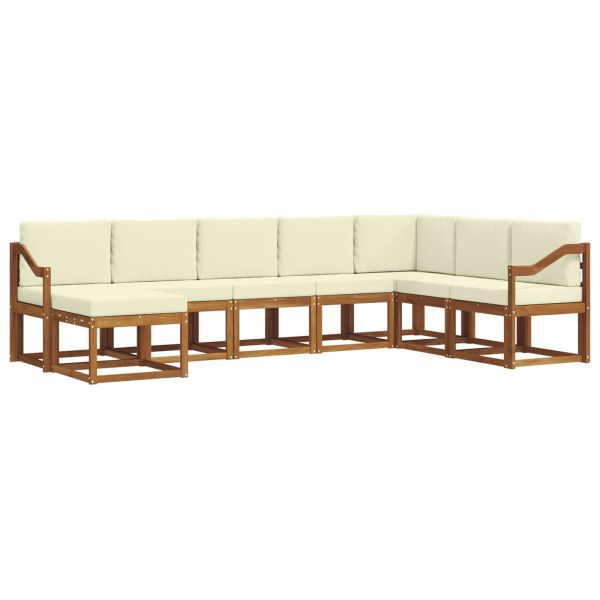 Комплект дивани 8 pcs Натурален и Крема Солидно акациево дърво