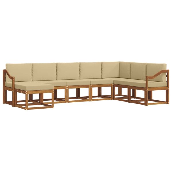 Комплект дивани за открито 8 pcs Натурален и Бежов