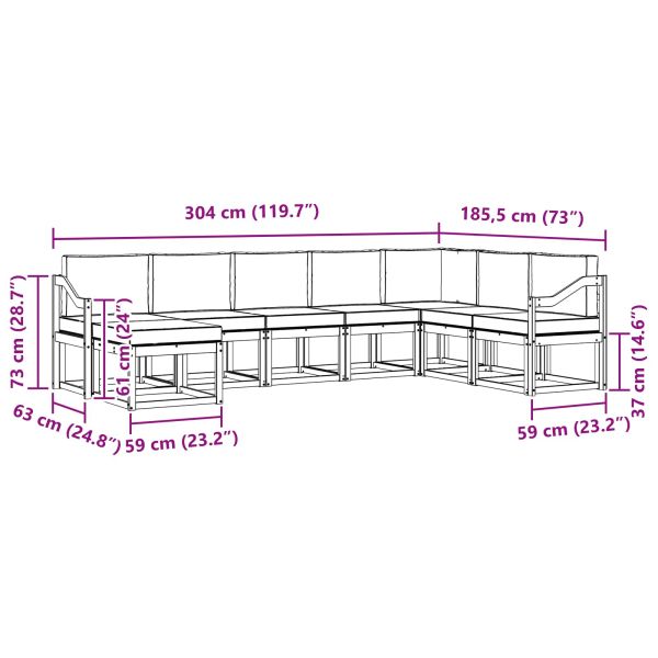 Комплект дивани за открито 8 pcs Натурален и Бежов