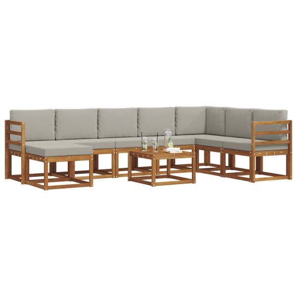 Комплект дивани с възглавница 9 pcs Естествено и светло сиво